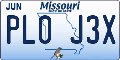 MO license plate PL0J3X