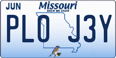 MO license plate PL0J3Y