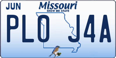 MO license plate PL0J4A