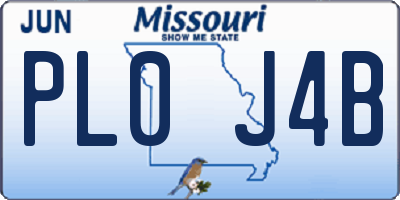 MO license plate PL0J4B