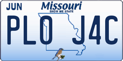 MO license plate PL0J4C