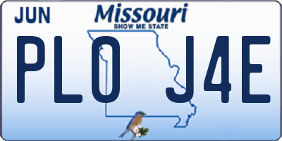 MO license plate PL0J4E