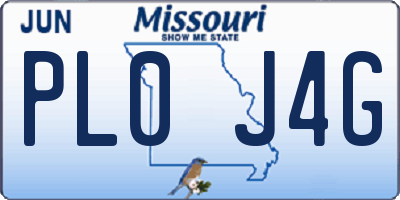 MO license plate PL0J4G