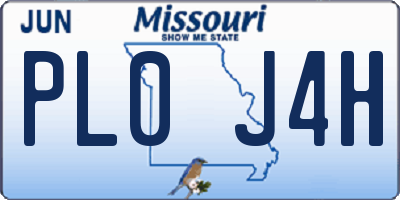 MO license plate PL0J4H