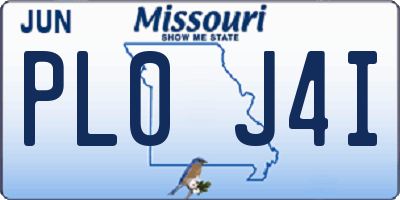 MO license plate PL0J4I