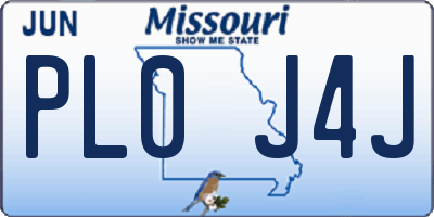 MO license plate PL0J4J