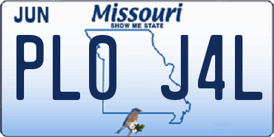 MO license plate PL0J4L