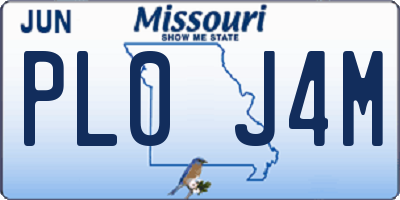MO license plate PL0J4M