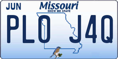 MO license plate PL0J4Q