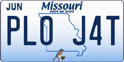 MO license plate PL0J4T