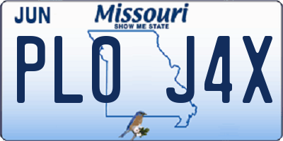 MO license plate PL0J4X