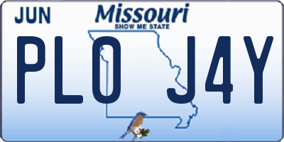 MO license plate PL0J4Y