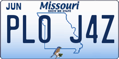 MO license plate PL0J4Z