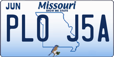 MO license plate PL0J5A