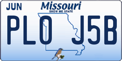 MO license plate PL0J5B