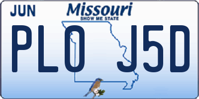 MO license plate PL0J5D