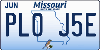 MO license plate PL0J5E