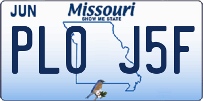 MO license plate PL0J5F