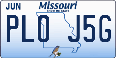 MO license plate PL0J5G