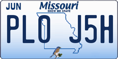 MO license plate PL0J5H
