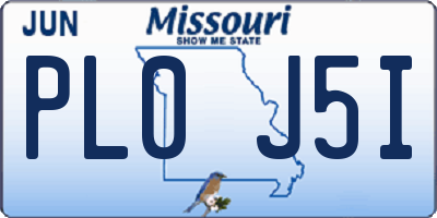 MO license plate PL0J5I