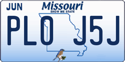 MO license plate PL0J5J