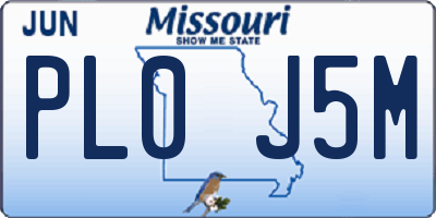 MO license plate PL0J5M
