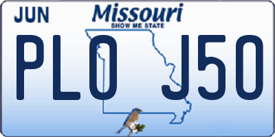 MO license plate PL0J5O