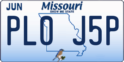 MO license plate PL0J5P