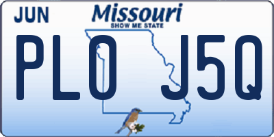 MO license plate PL0J5Q