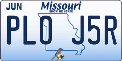 MO license plate PL0J5R