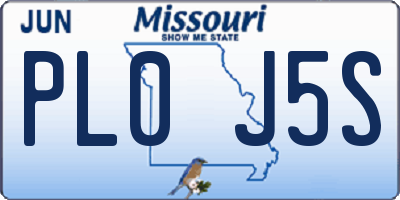 MO license plate PL0J5S