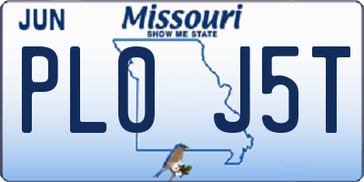 MO license plate PL0J5T