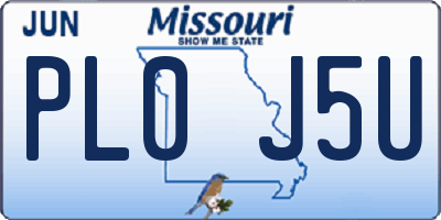 MO license plate PL0J5U