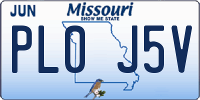 MO license plate PL0J5V