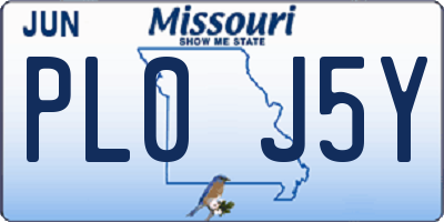 MO license plate PL0J5Y