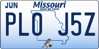 MO license plate PL0J5Z