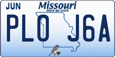 MO license plate PL0J6A