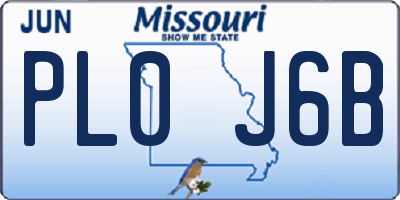 MO license plate PL0J6B