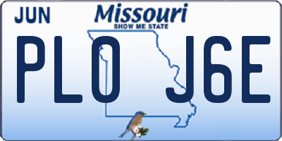 MO license plate PL0J6E