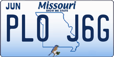 MO license plate PL0J6G