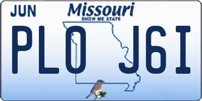 MO license plate PL0J6I