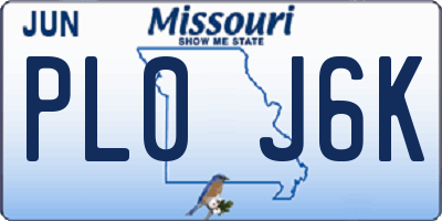 MO license plate PL0J6K