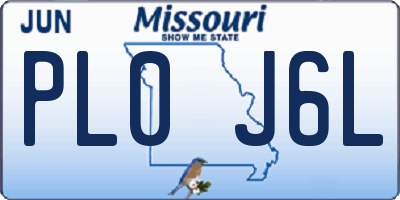 MO license plate PL0J6L