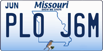 MO license plate PL0J6M