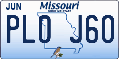 MO license plate PL0J6O
