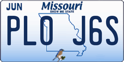 MO license plate PL0J6S