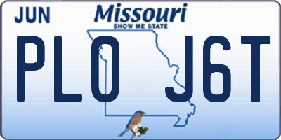 MO license plate PL0J6T