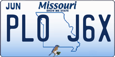 MO license plate PL0J6X