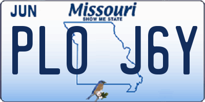 MO license plate PL0J6Y